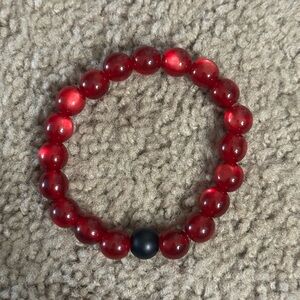 Red and Black Beaded Bracelet
